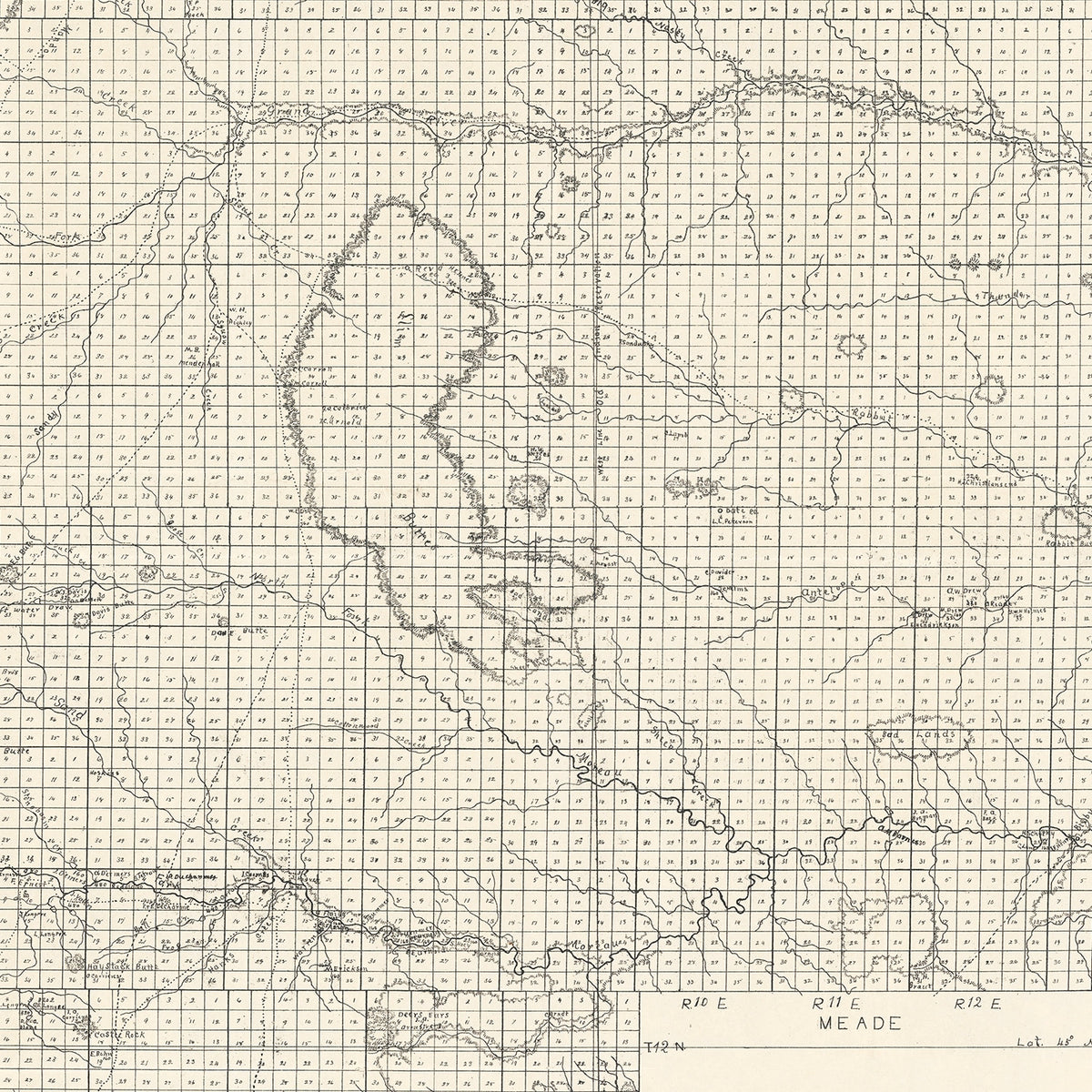 Restored historic details from the 1902 county map of Butte County, South Dakota