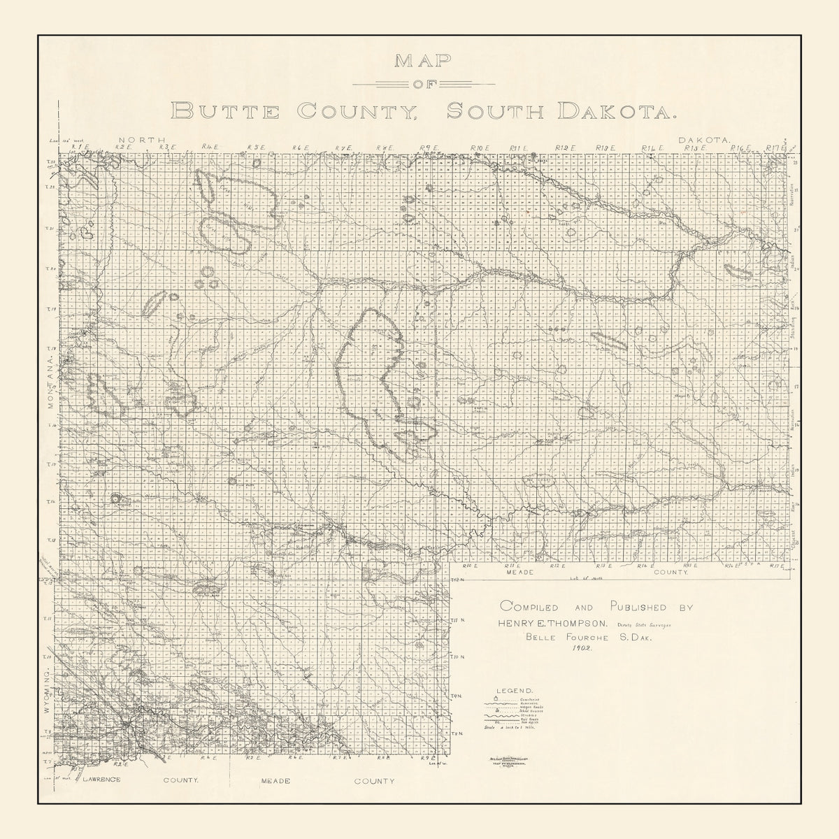 Preview of Vintage Map of Butte County, South Dakota 1902