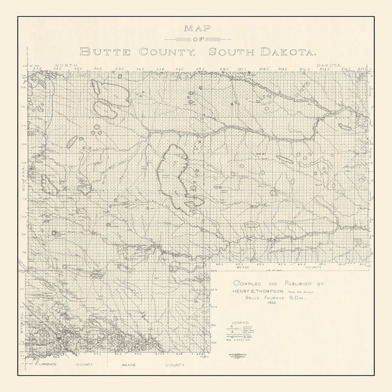 Size comparison using Vintage Map of Butte County, South Dakota 1902