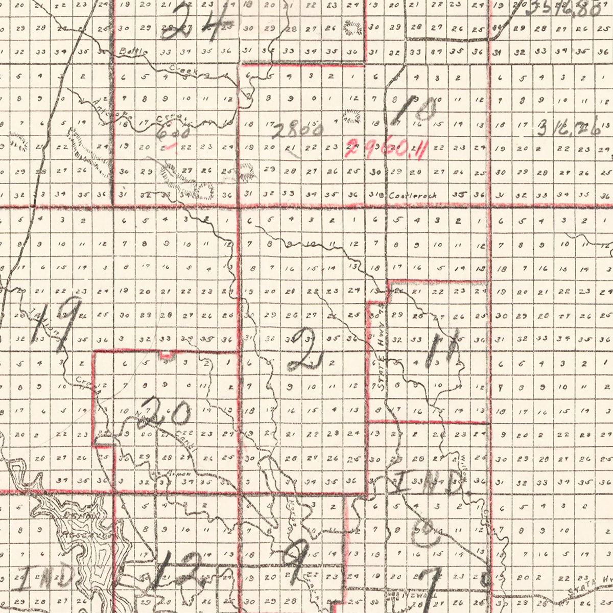 Restored historic details from the 1936 county map of Butte County, South Dakota
