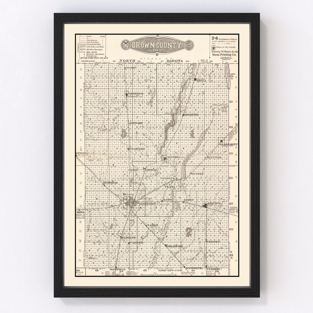 Brown County Vintage Map 1918