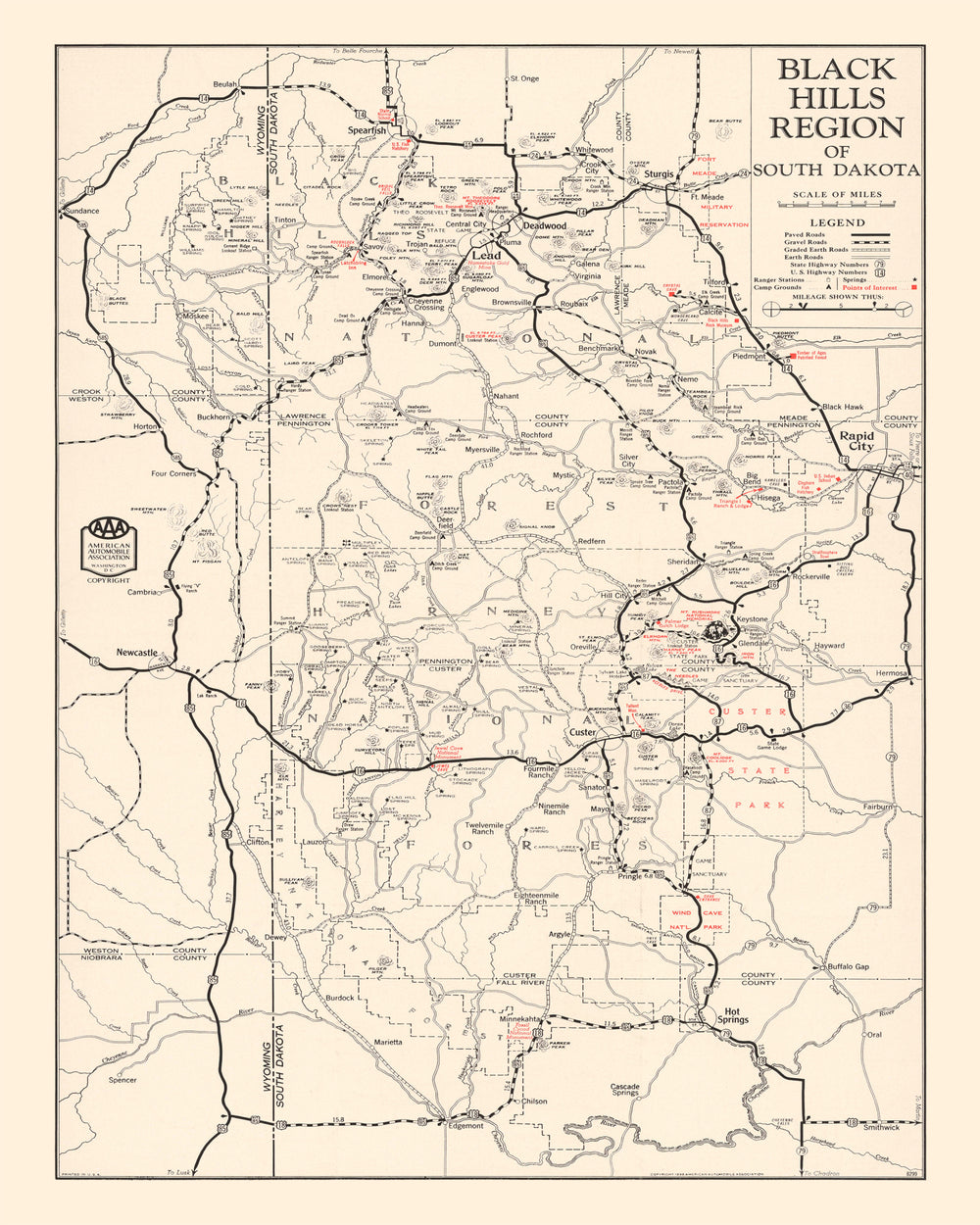 Vintage Black Hills Map 1939 print style example