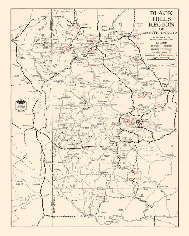 Size comparison using Vintage Black Hills Map 1939