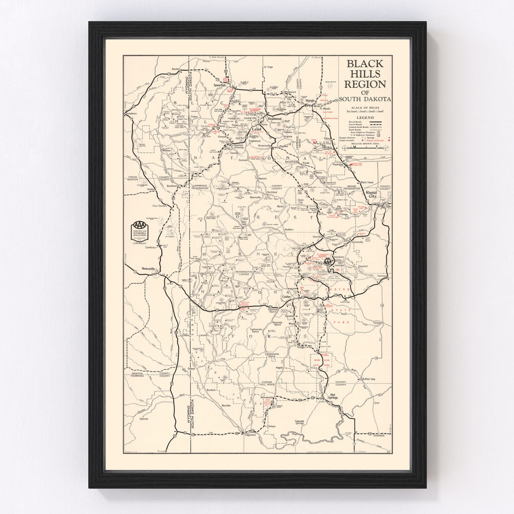 Black Hills Vintage Map 1939
