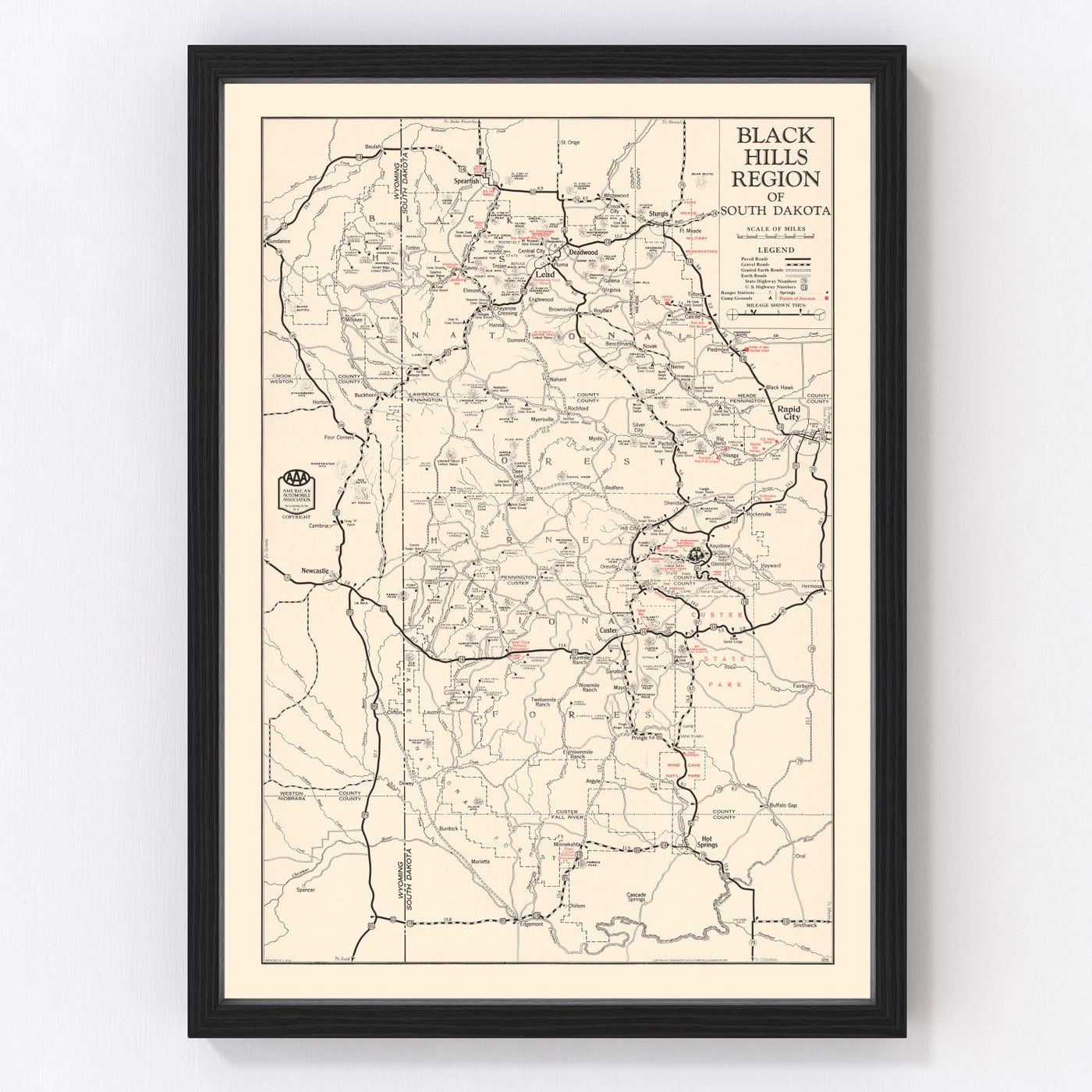 Black Hills Vintage Map 1939