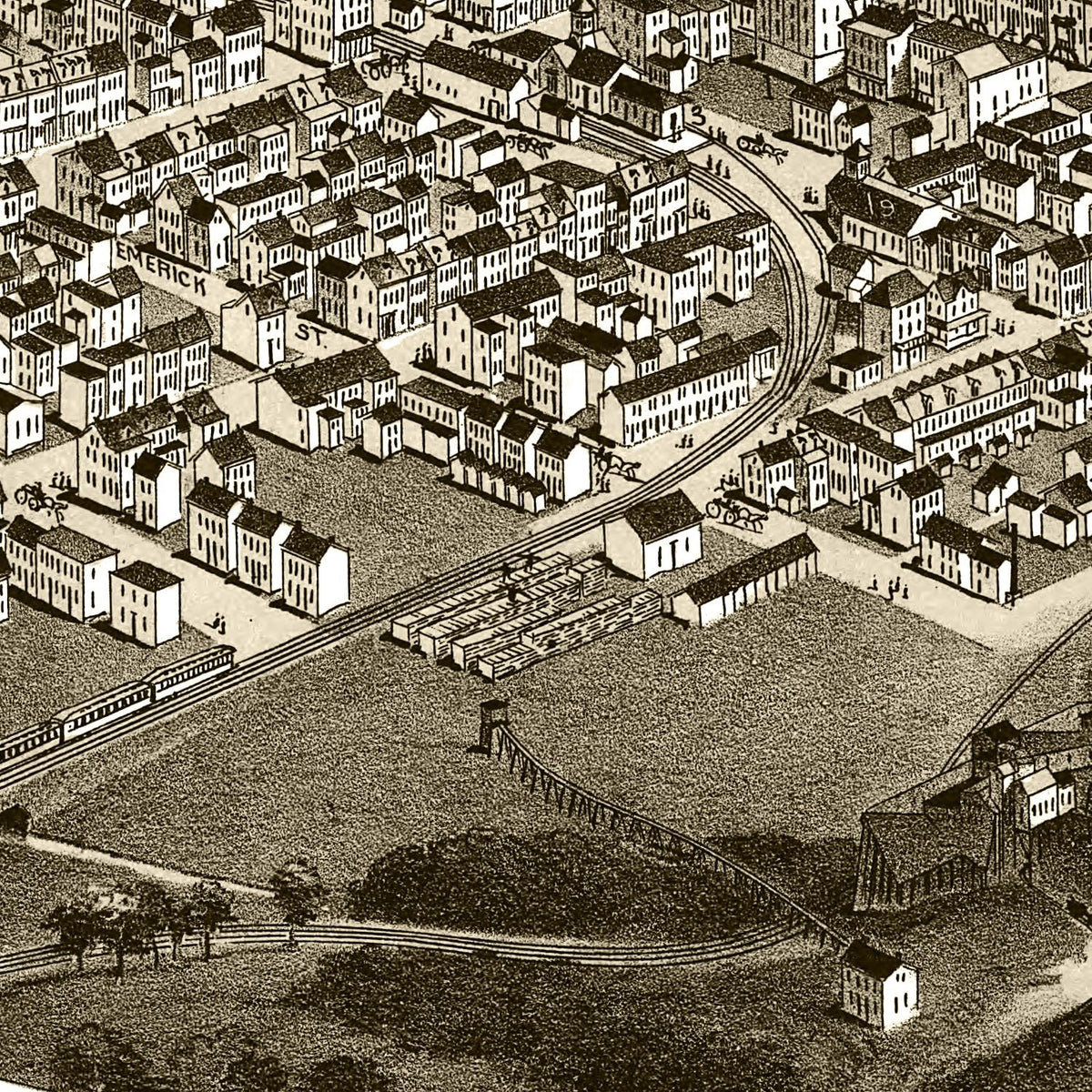 Restored historic details from the 1889 city map of Shenandoah, Pennsylvania