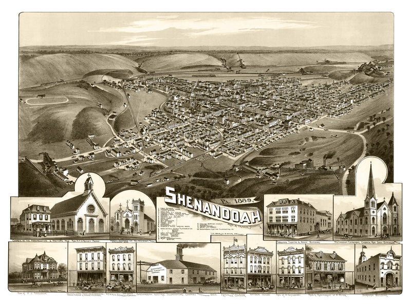 Size comparison using Vintage Map of Shenandoah, Pennsylvania 1889