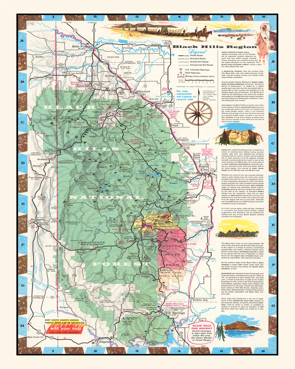 Vintage Black Hills Map 1956 print style example