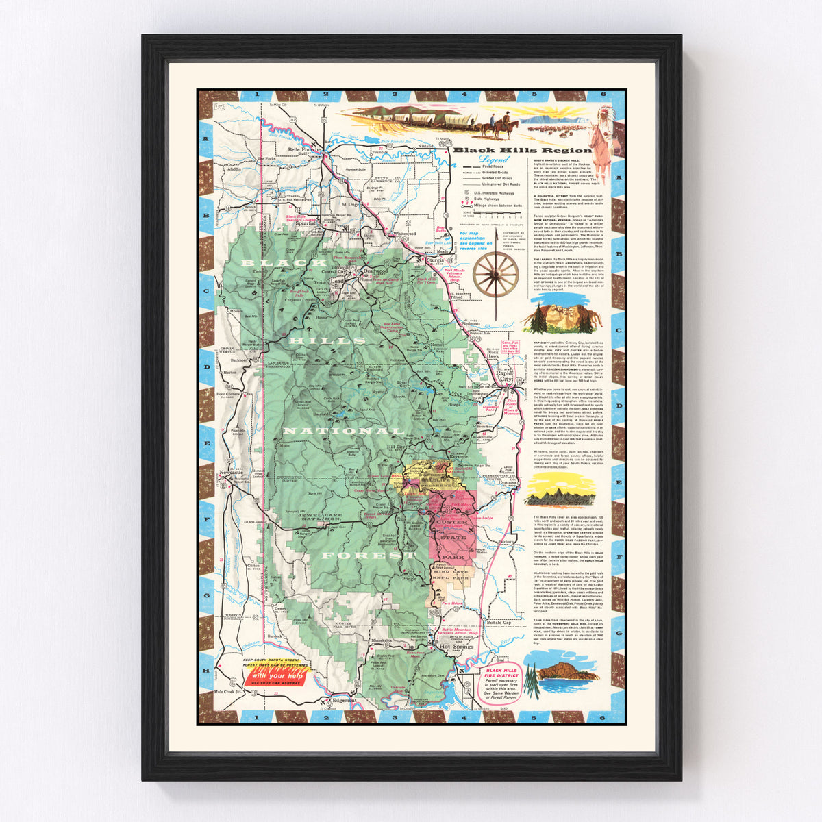 Black Hills Vintage Map 1956
