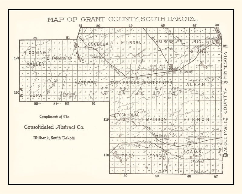 Size comparison using Vintage Map of Grant County, South Dakota 1900