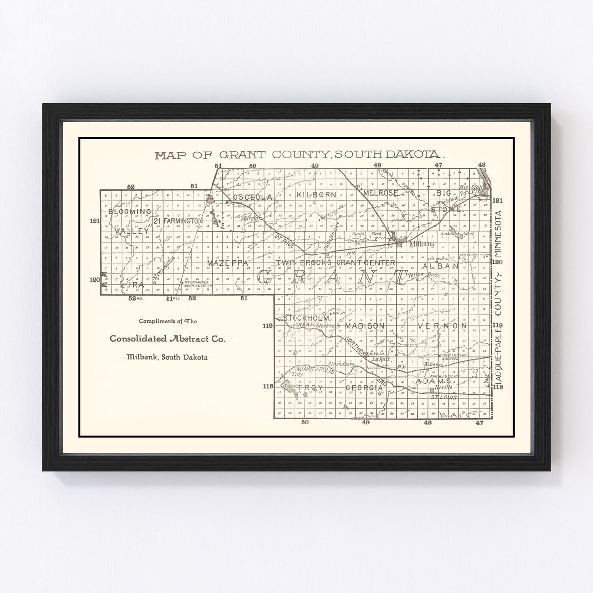 Grant County Vintage Map 1900