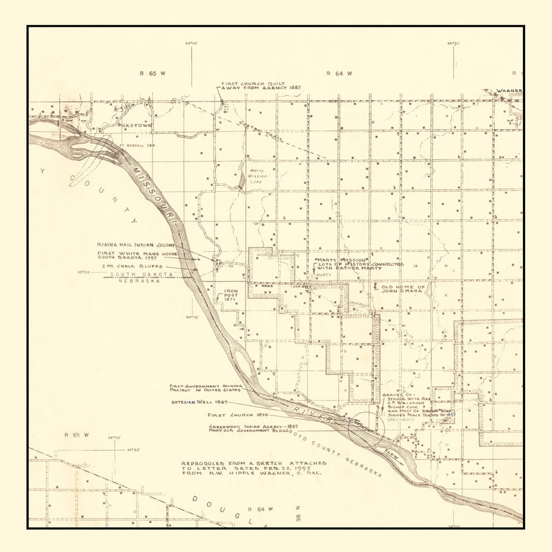 Size comparison using Vintage Map of Charles Mix County, South Dakota 1953