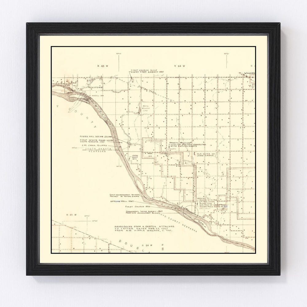 Charles Mix County Vintage Map 1953