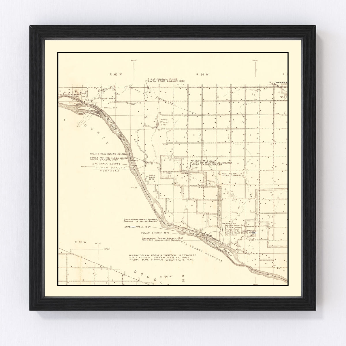 Charles Mix County Vintage Map 1953