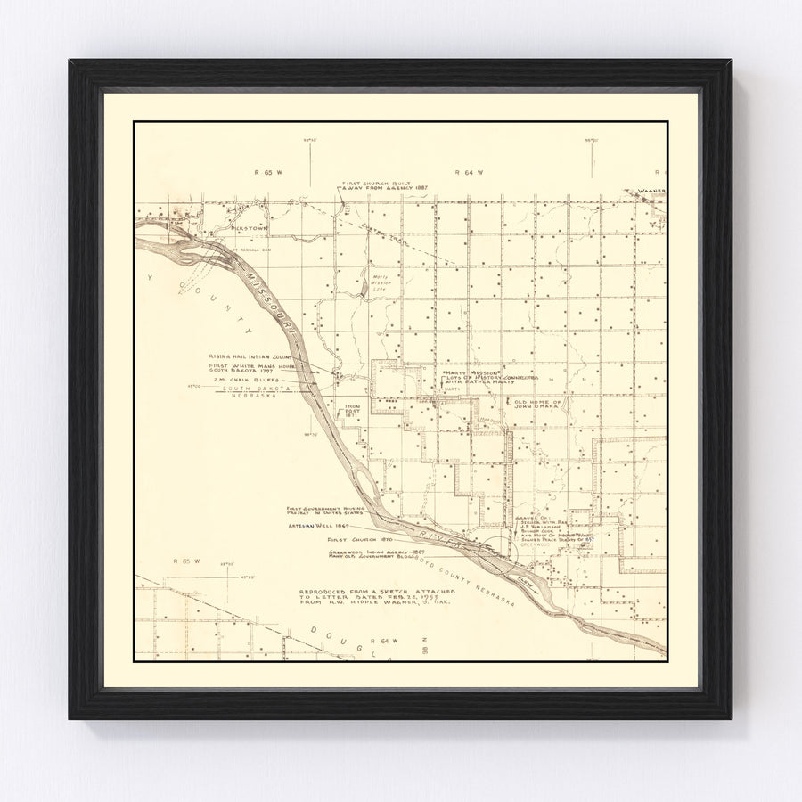 Charles Mix County Vintage Map 1953