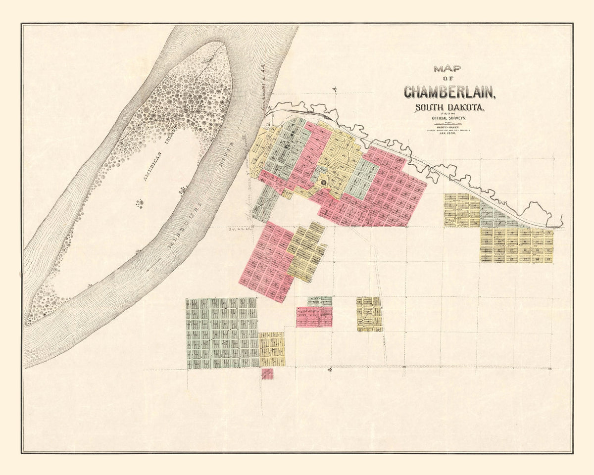 Preview of Vintage Map of Chamberlain, South Dakota 1890