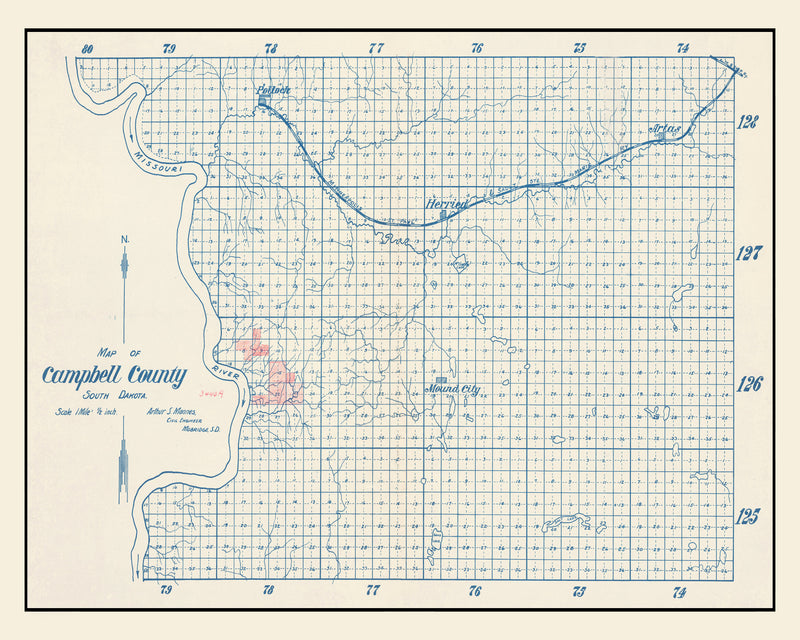 Size comparison using Vintage Map of Campbell County, South Dakota 1947