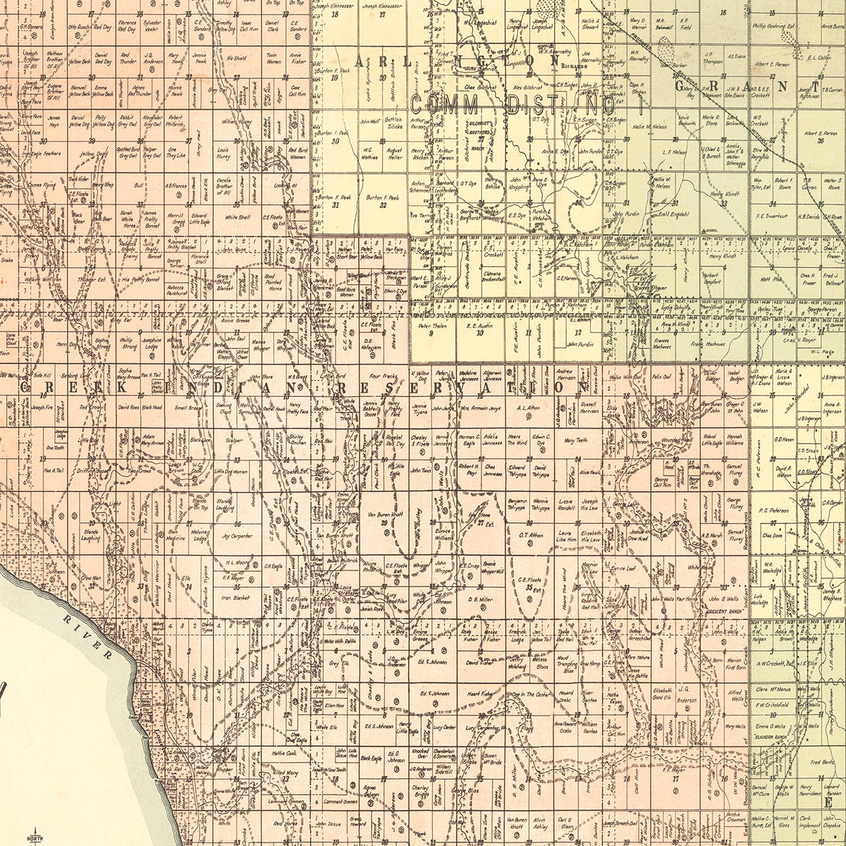 Restored historic details from the 1917 county map of Buffalo County, South Dakota
