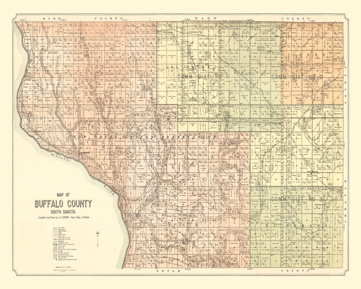 Preview of Vintage Map of Buffalo County, South Dakota 1917