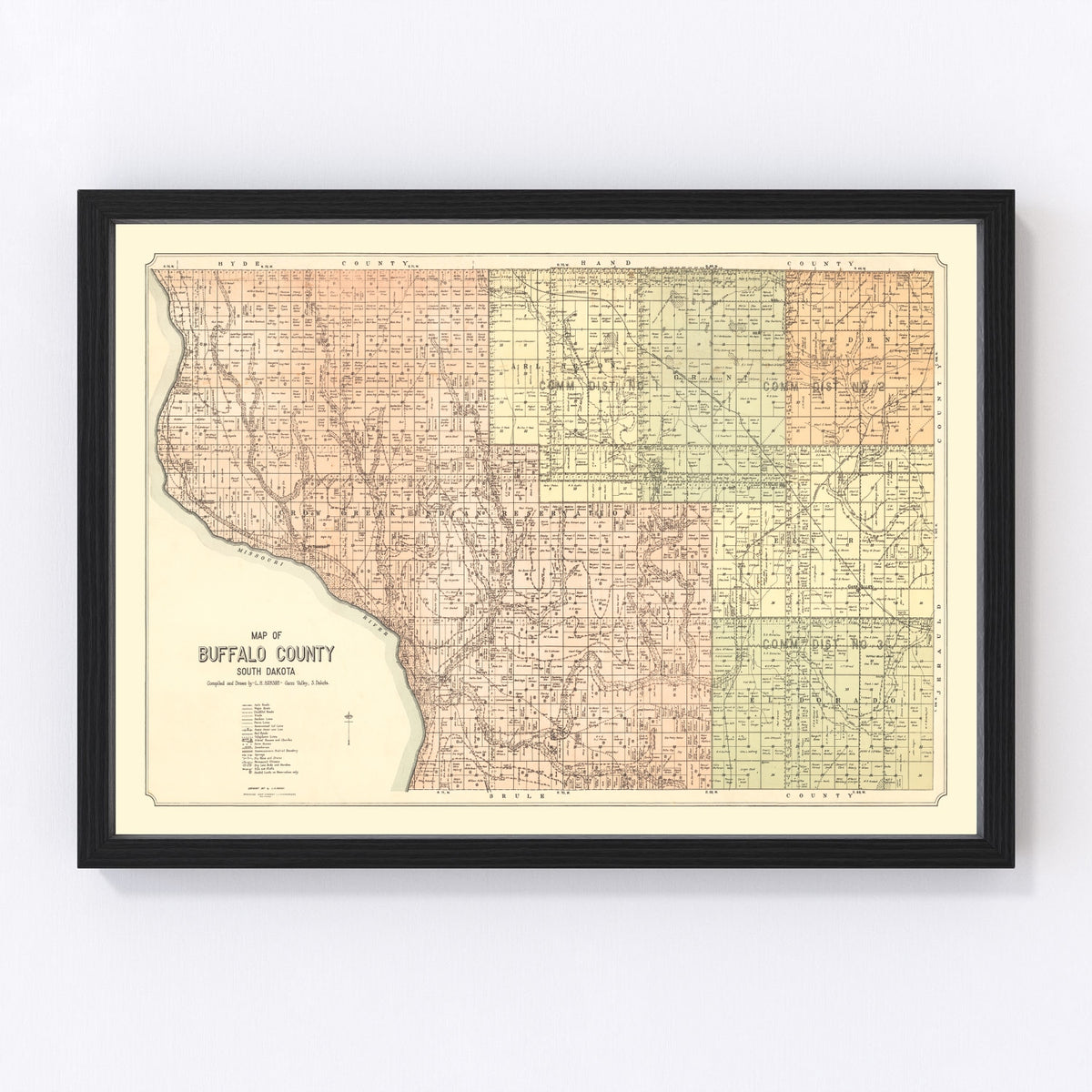 Buffalo County Vintage Map 1917