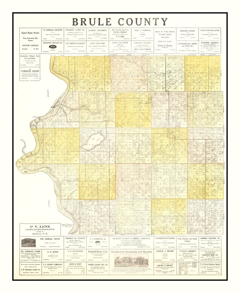 Size comparison using Vintage Map of Brule County, South Dakota 1930