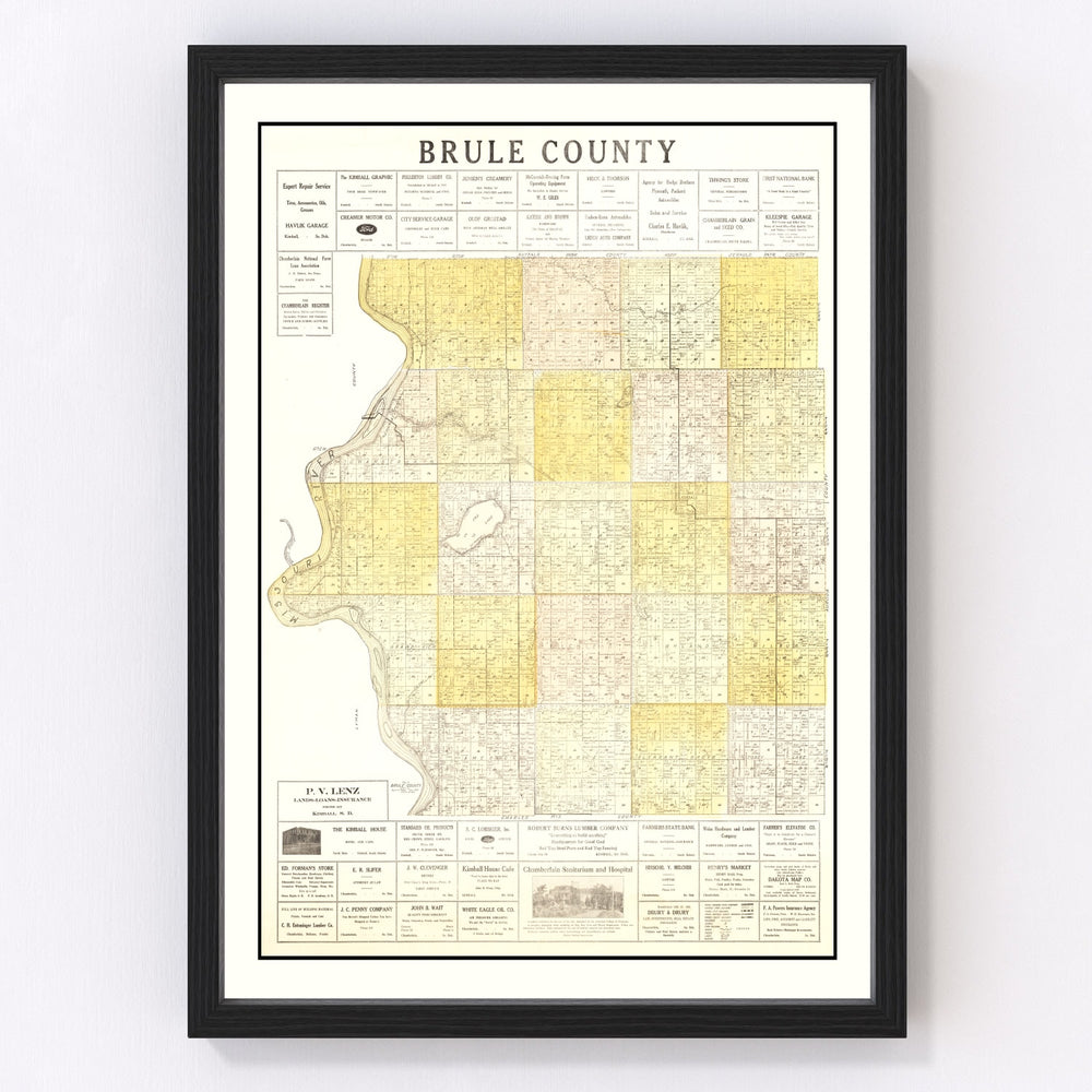 Brule County Vintage Map 1930