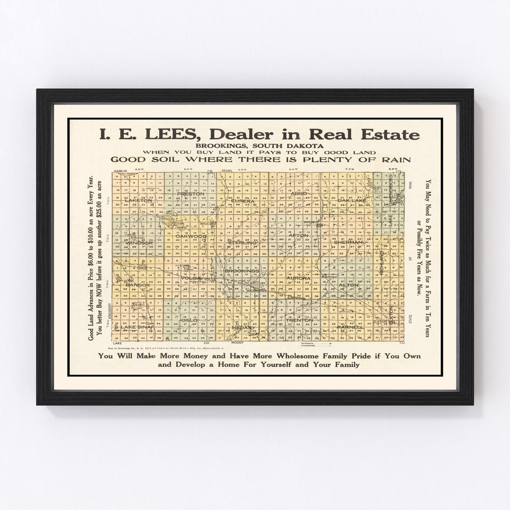 Brookings County Vintage Map 1917