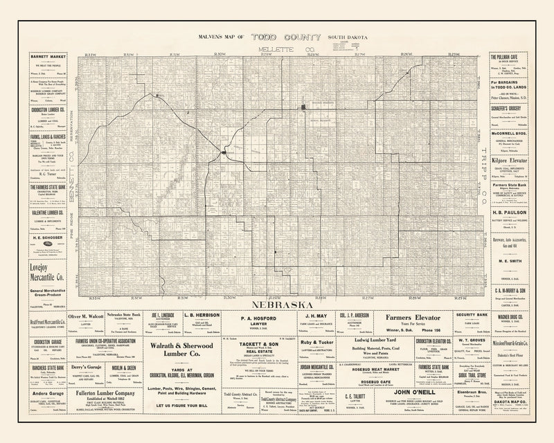 Size comparison using Vintage Map of Todd County, South Dakota 1925