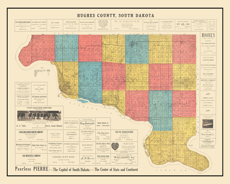 Size comparison using Vintage Map of Hughes County, South Dakota 1929