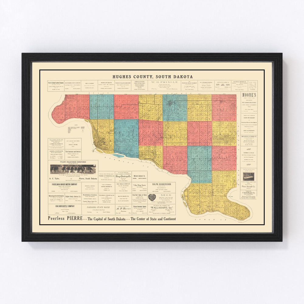 Hughes County Vintage Map 1929