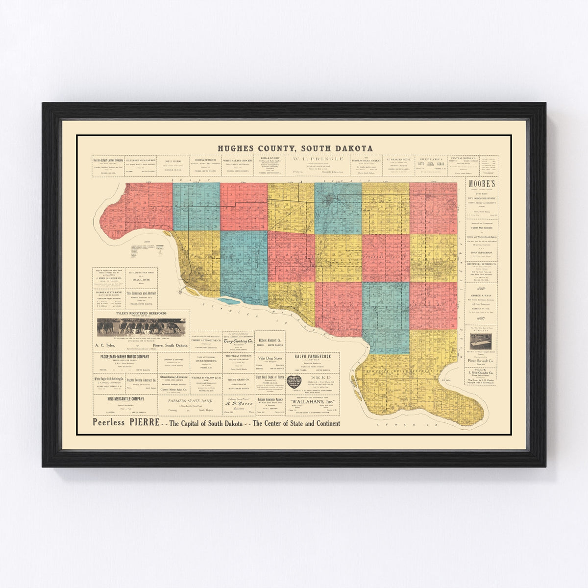 Hughes County Vintage Map 1929