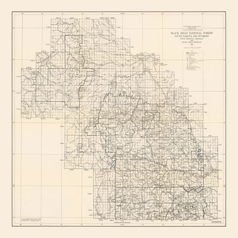 Size comparison using Vintage Harney National Forest Map 1939