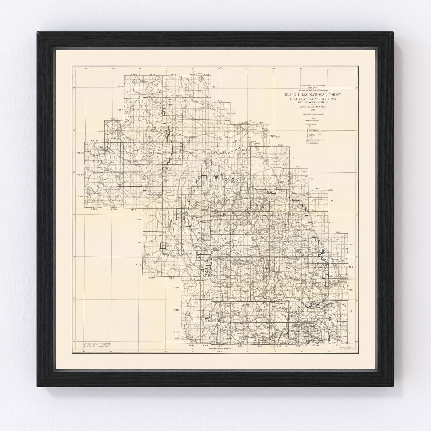 Harney National Forest Vintage Map 1939