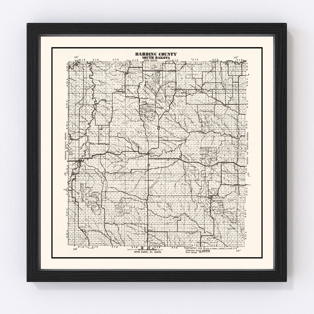 Harding County Vintage Map 1952