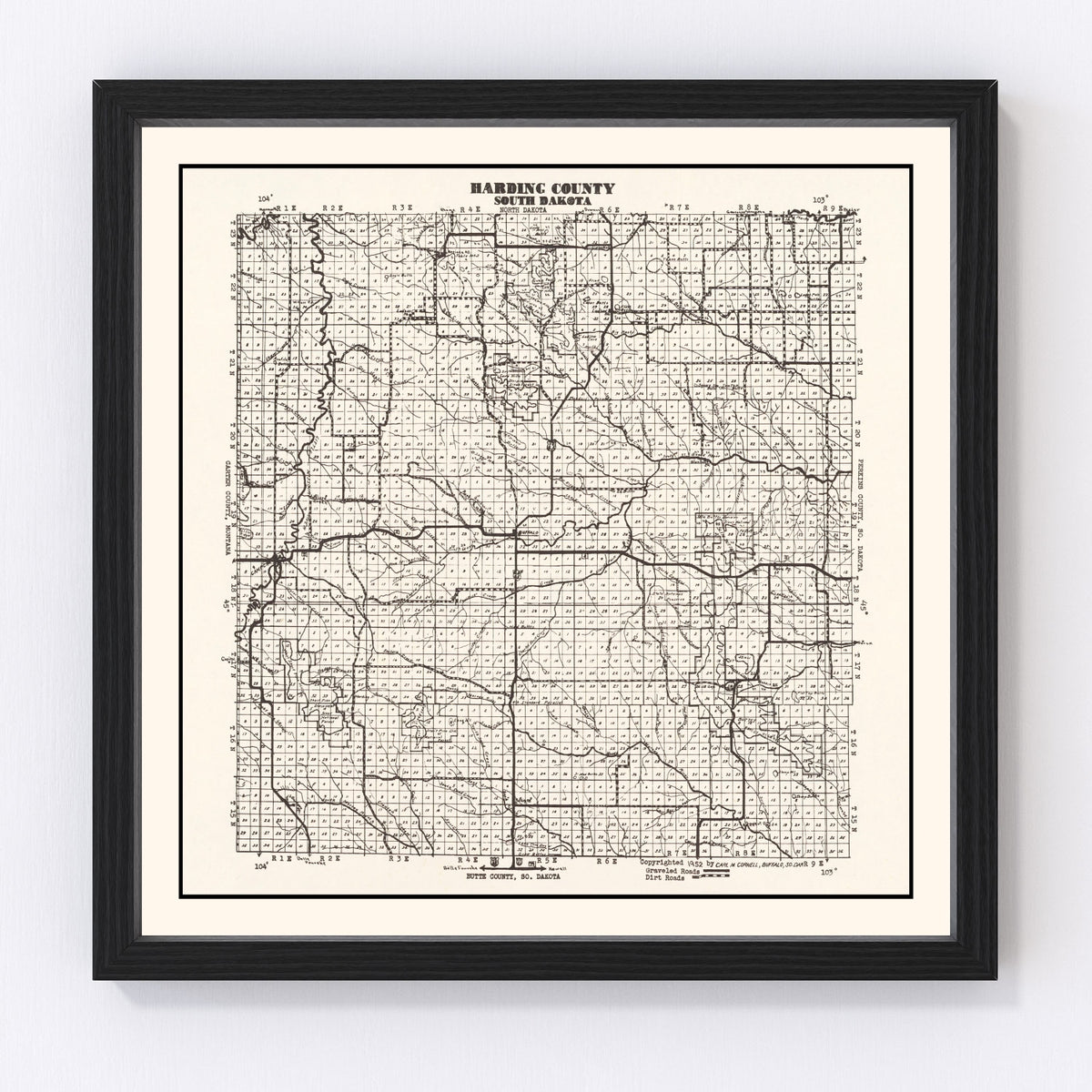Harding County Vintage Map 1952