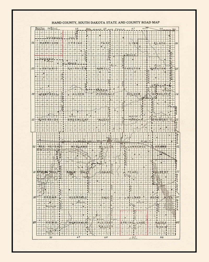 Size comparison using Vintage Map of Hand County, South Dakota 1900