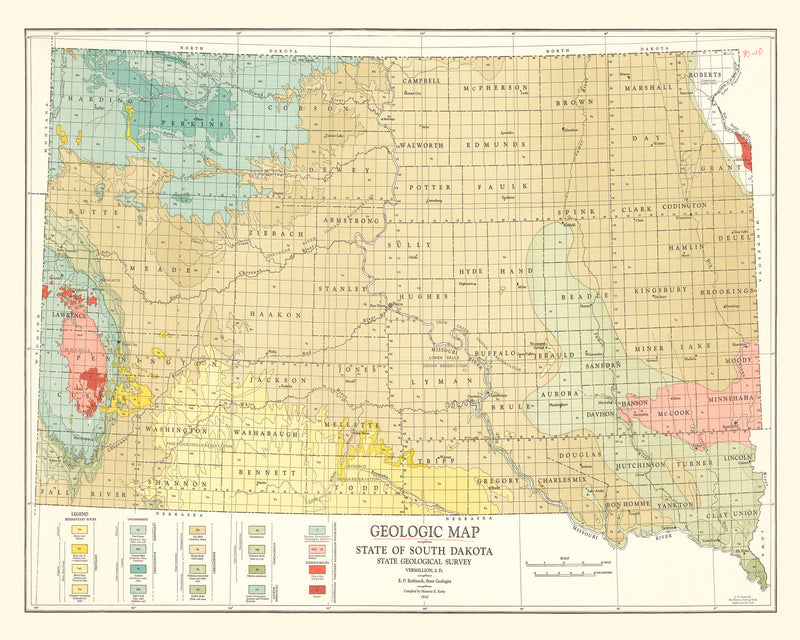 Size comparison using Vintage Map of South Dakota 1932