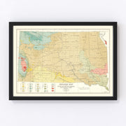 South Dakota Vintage Map 1932