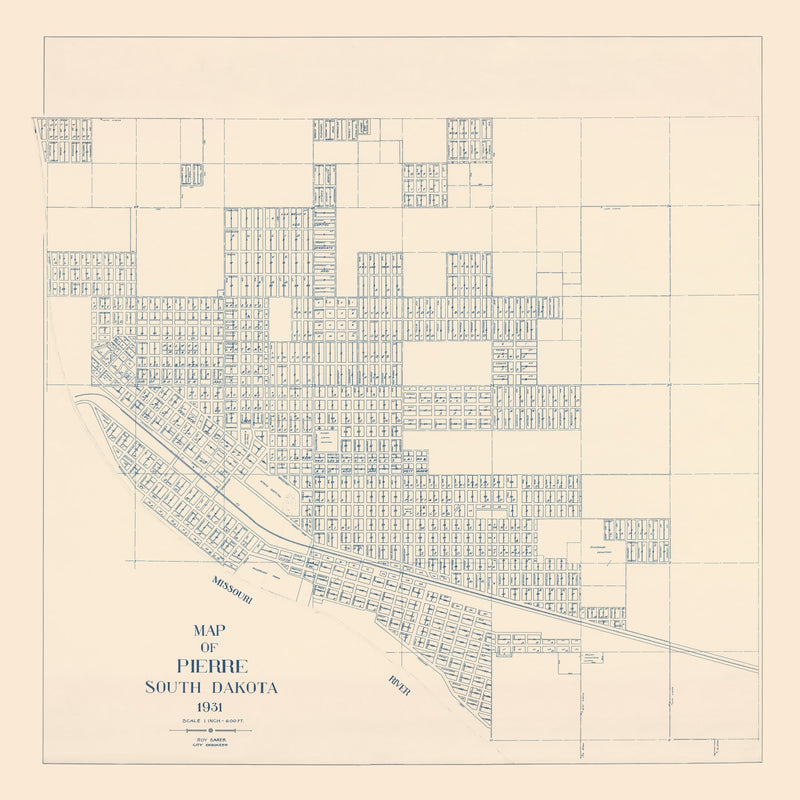Size comparison using Vintage Map of Pierre, South Dakota 1931