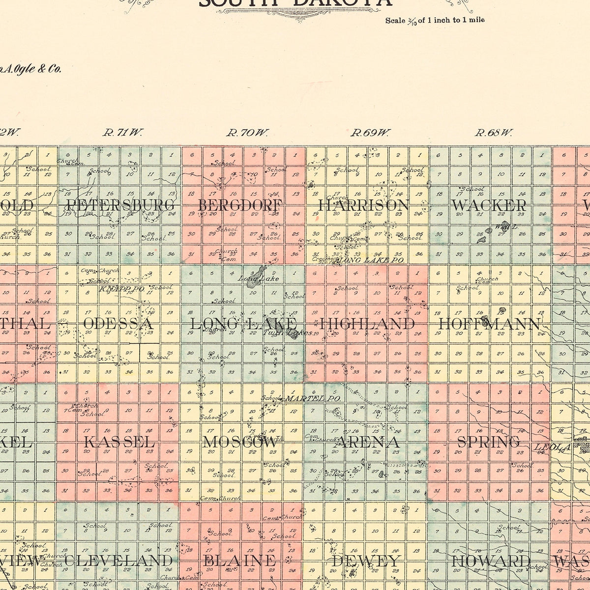 Restored historic details from the 1911 county map of McPherson County, South Dakota