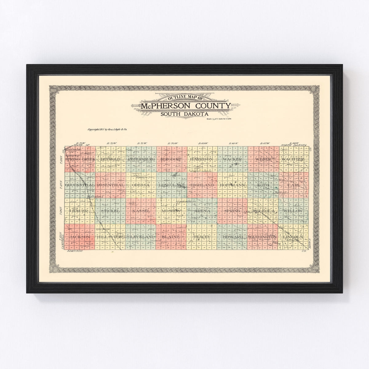 McPherson County Vintage Map 1911
