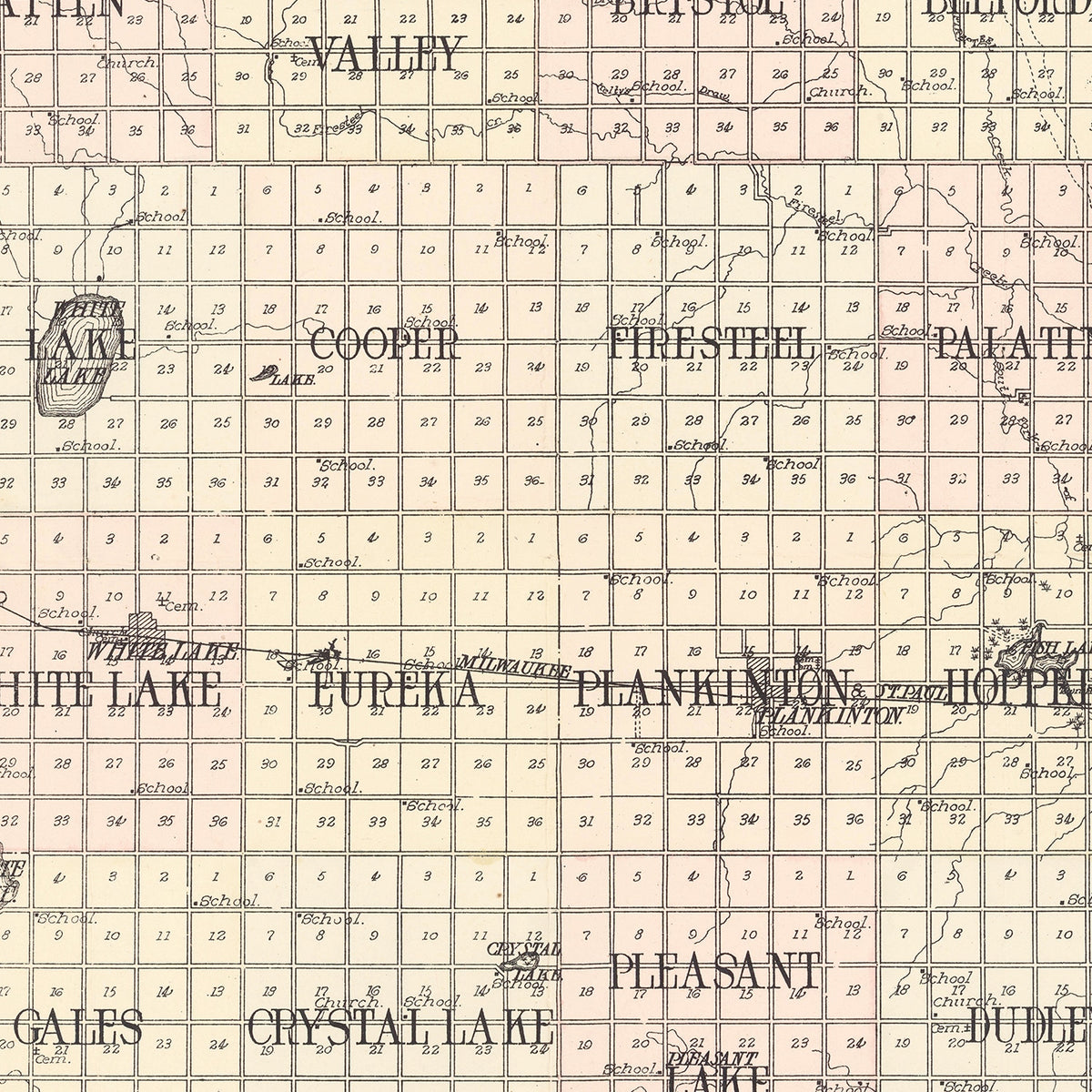 Restored historic details from the 1911 county map of Aurora County, South Dakota