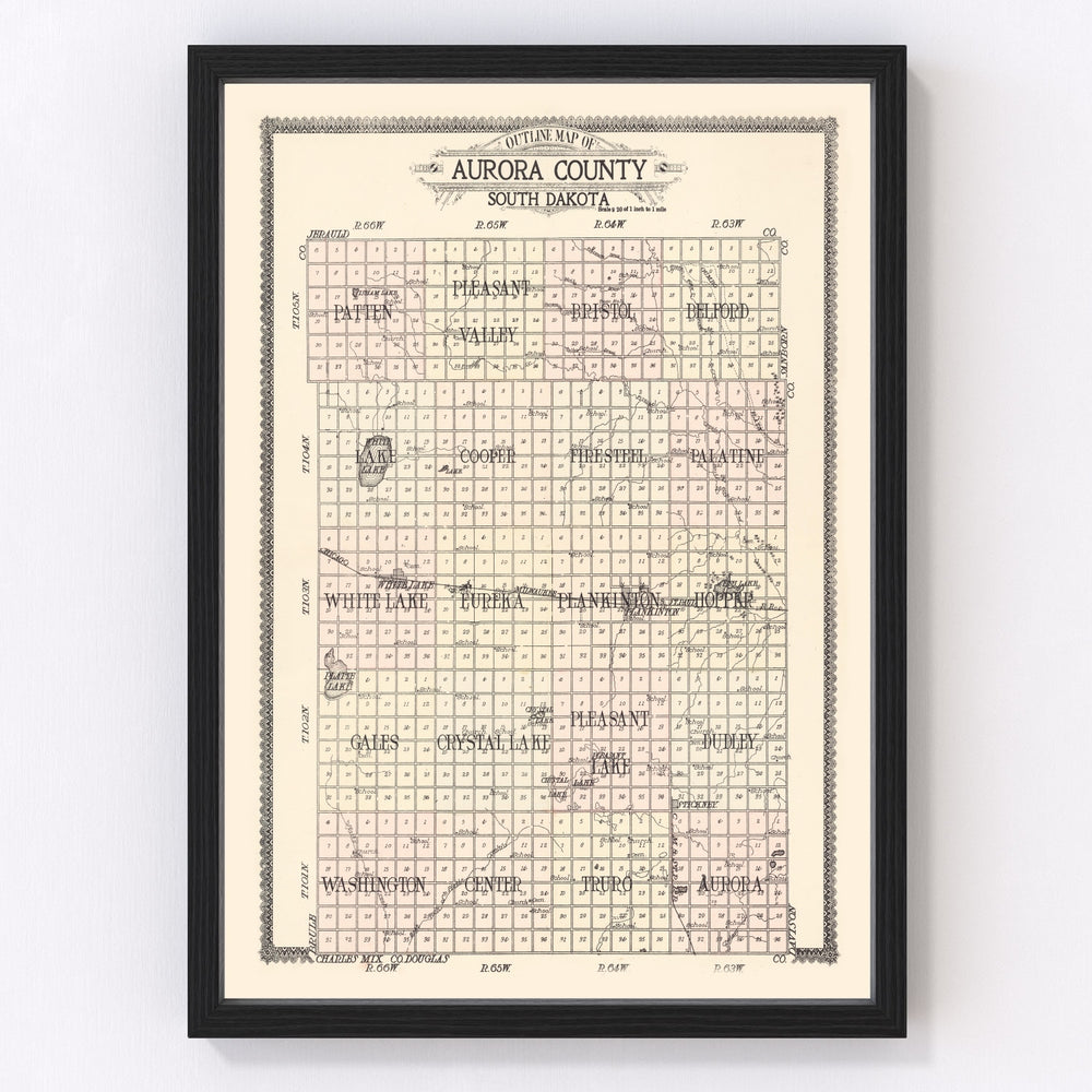 Aurora County Vintage Map 1911