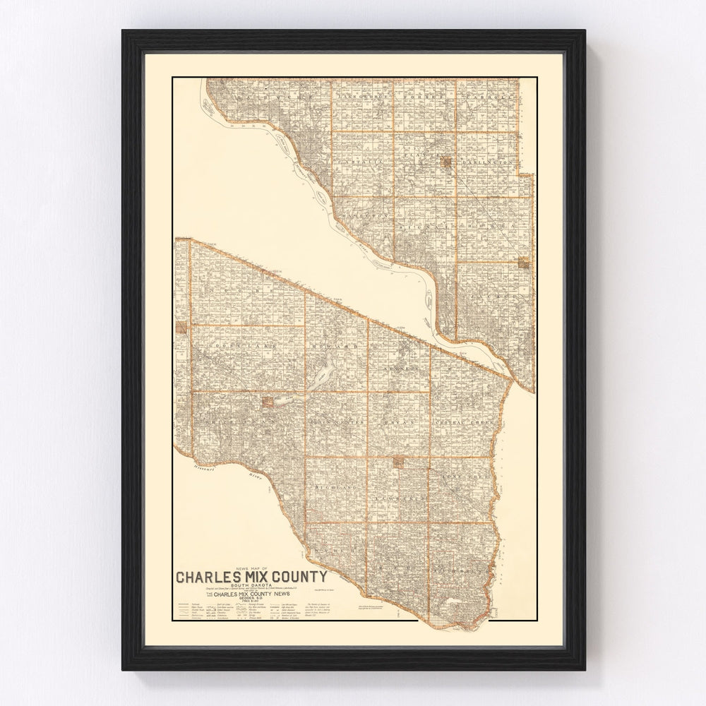 Charles Mix County Vintage Map 1909