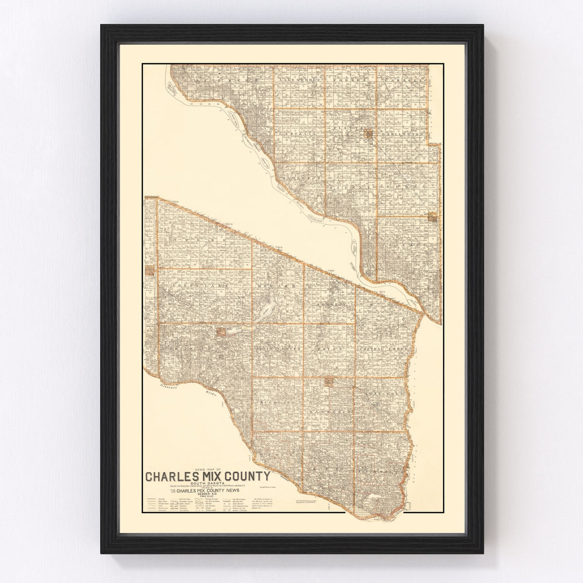 Charles Mix County Vintage Map 1909