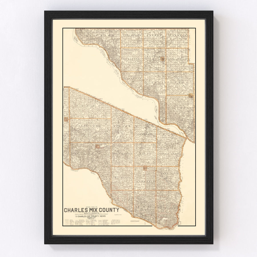 Charles Mix County Vintage Map 1909