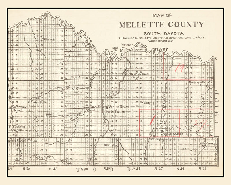 Size comparison using Vintage Map of Mellette County, South Dakota 1900