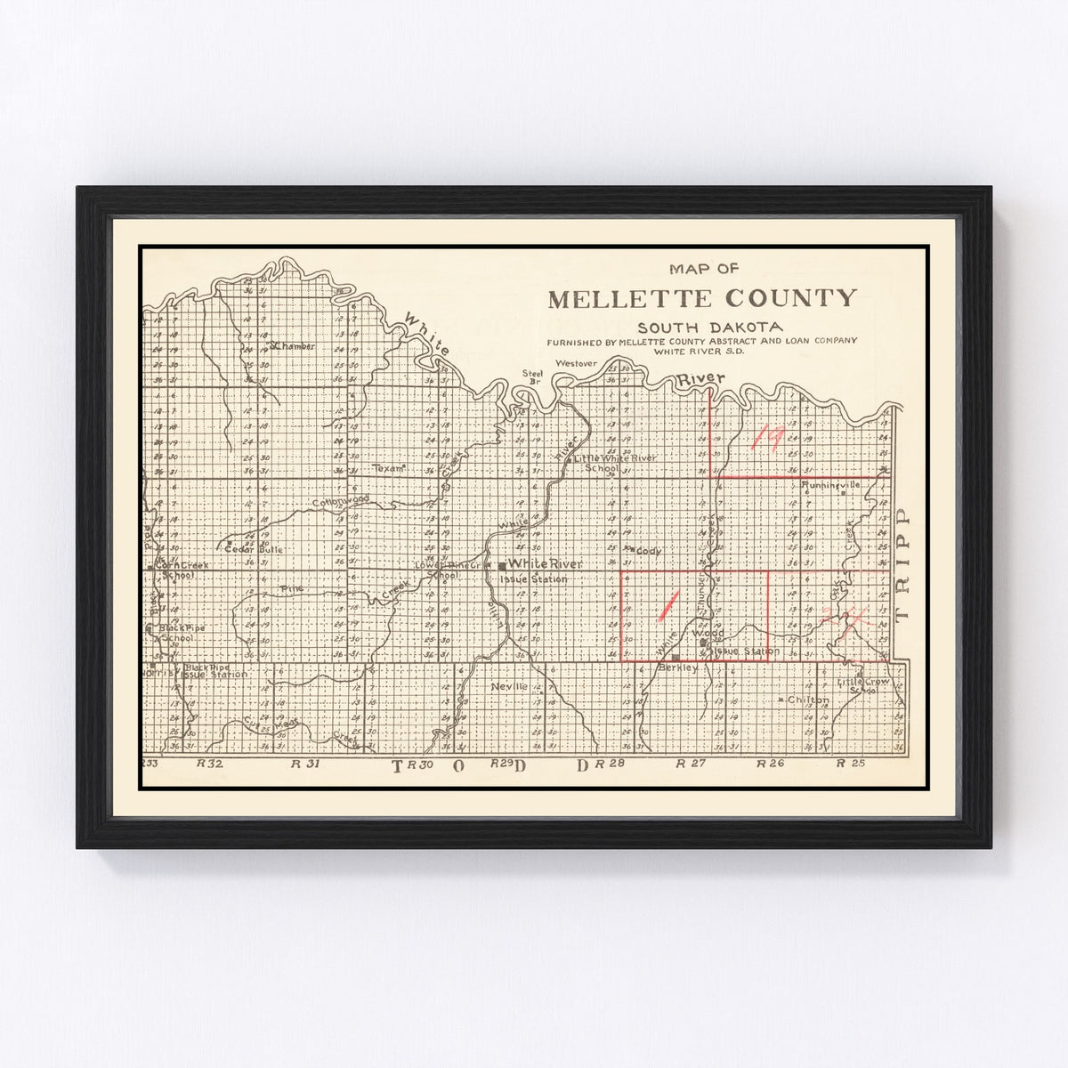Mellette County Vintage Map 1900