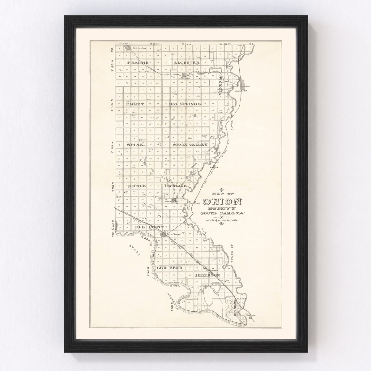 Union County Vintage Map 1900