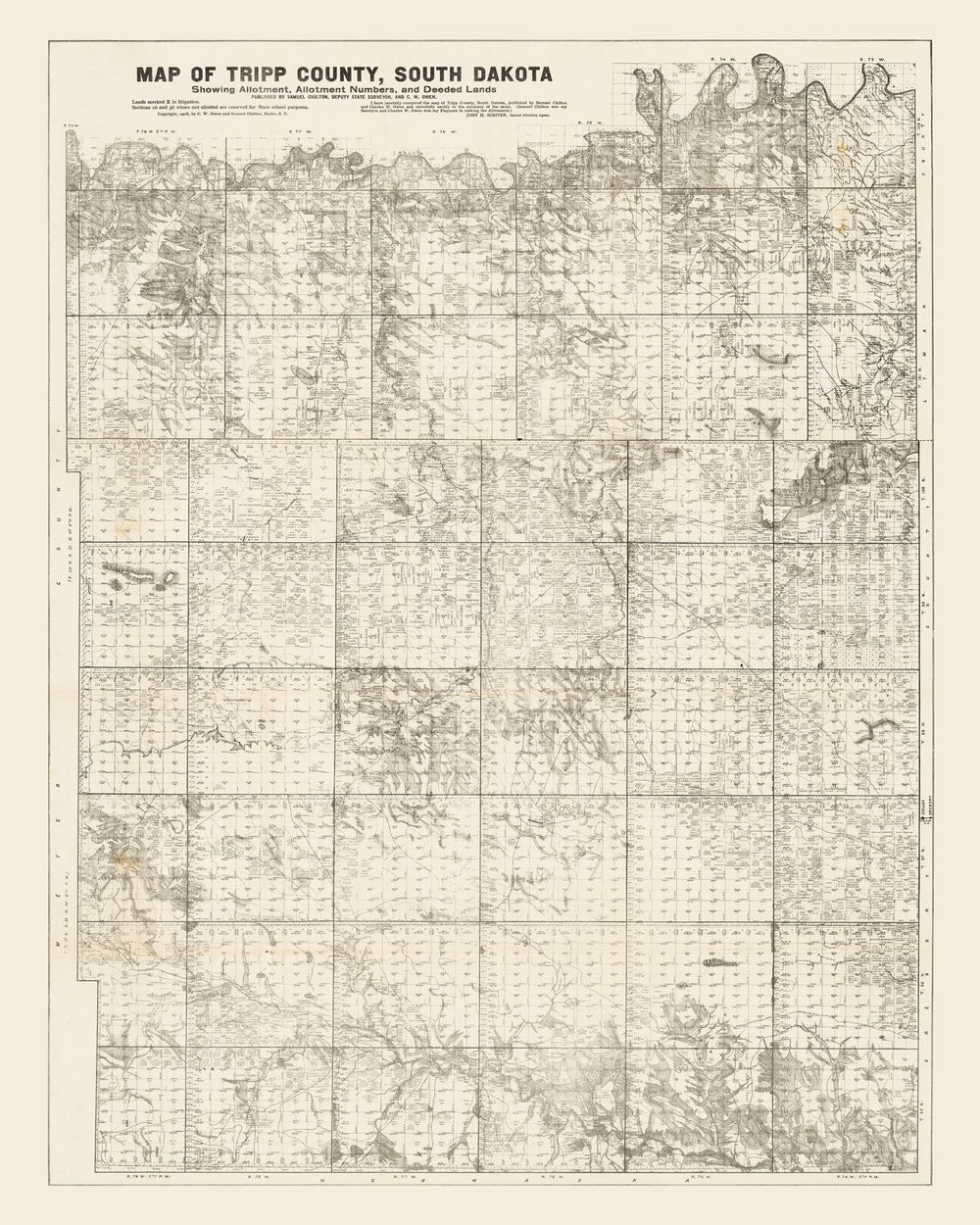 Vintage Map of Tripp County, South Dakota 1908 print style example